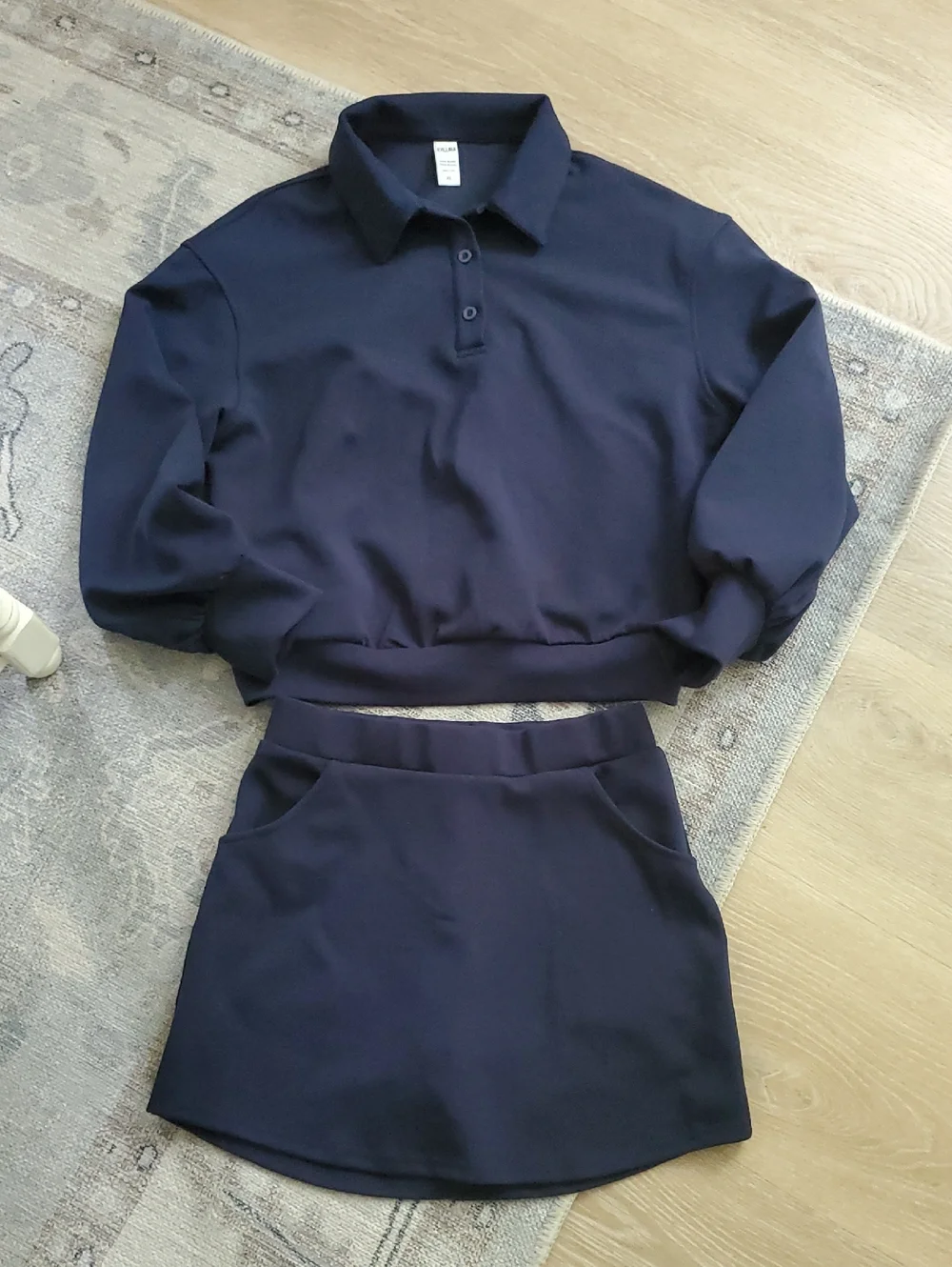 Exlura Matching Set Navy Collared Pullover with Skort Outfit SzXS